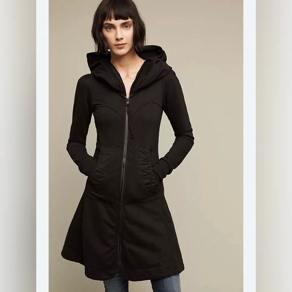 ANTHROPOLOGIE BLACK HOODED ZIPPER JACKET PRAIRIE UNDERGROUND SIZE SMALL